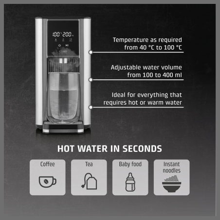 Caso Turbo hot water dispenser | HW 620 | Water Dispenser | 2600 W | 2.5 L | Plastic/Stainless Steel | Black/Stainless Steel