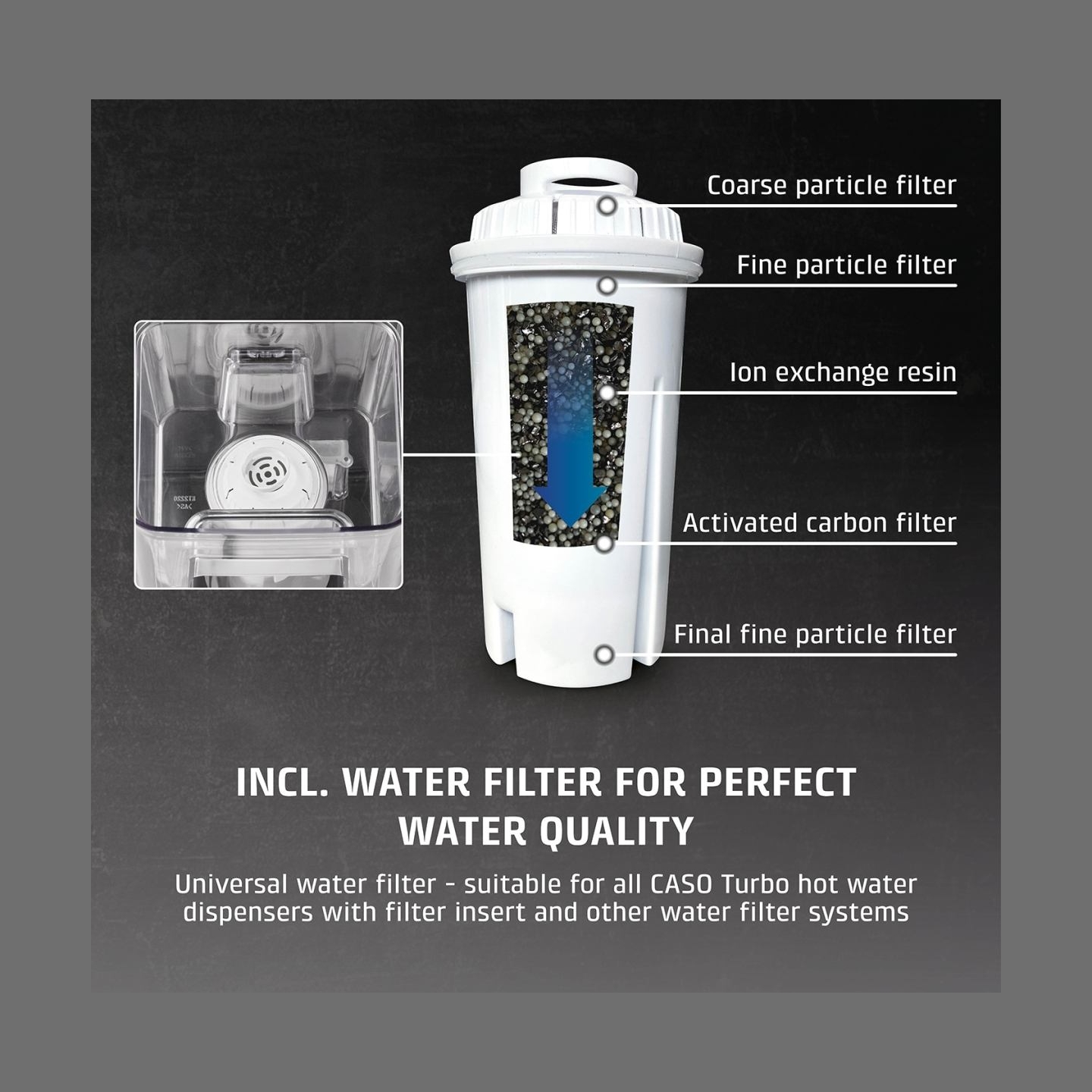 Caso Turbo hot water dispenser | HW 620 | Water Dispenser | 2600 W | 2.5 L | Plastic/Stainless Steel | Black/Stainless Steel