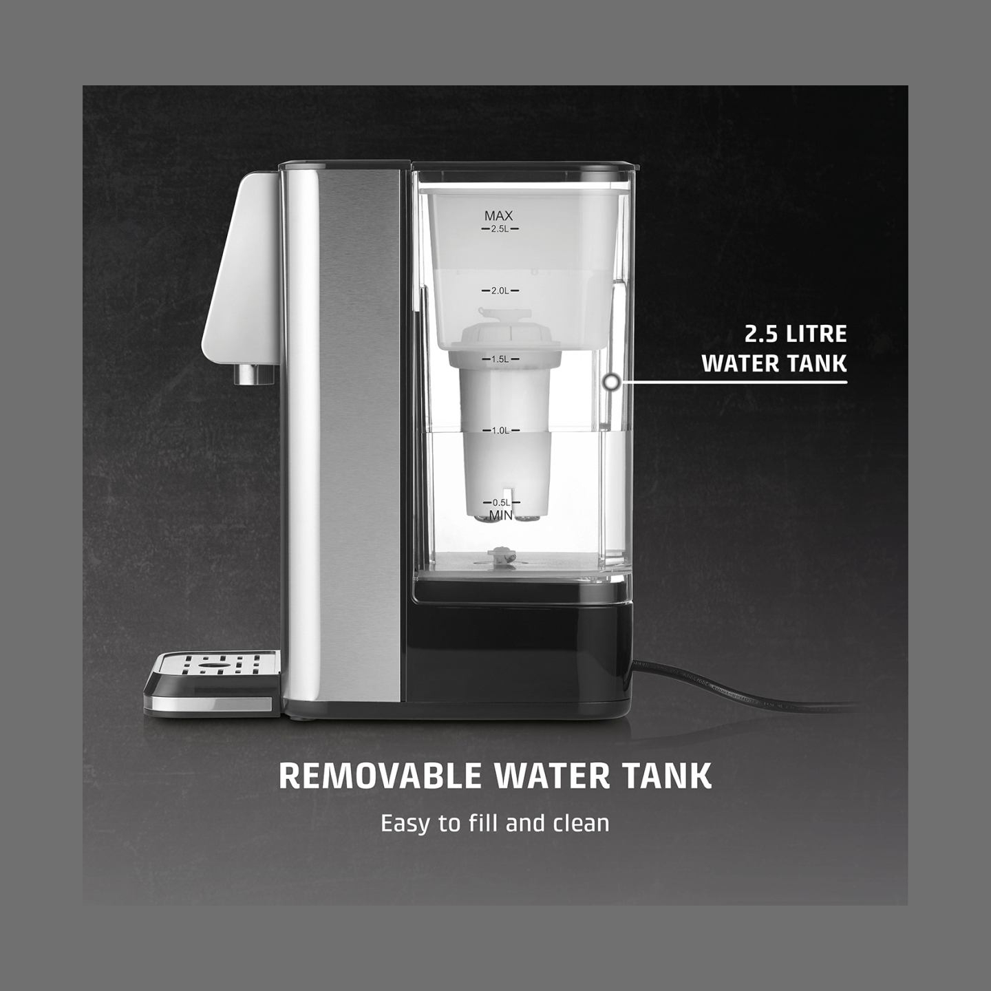 Caso Turbo hot water dispenser | HW 630 | Water Dispenser | 2600 W | 2.5 L | Plastic/Stainless Steel | Black/Stainless Steel
