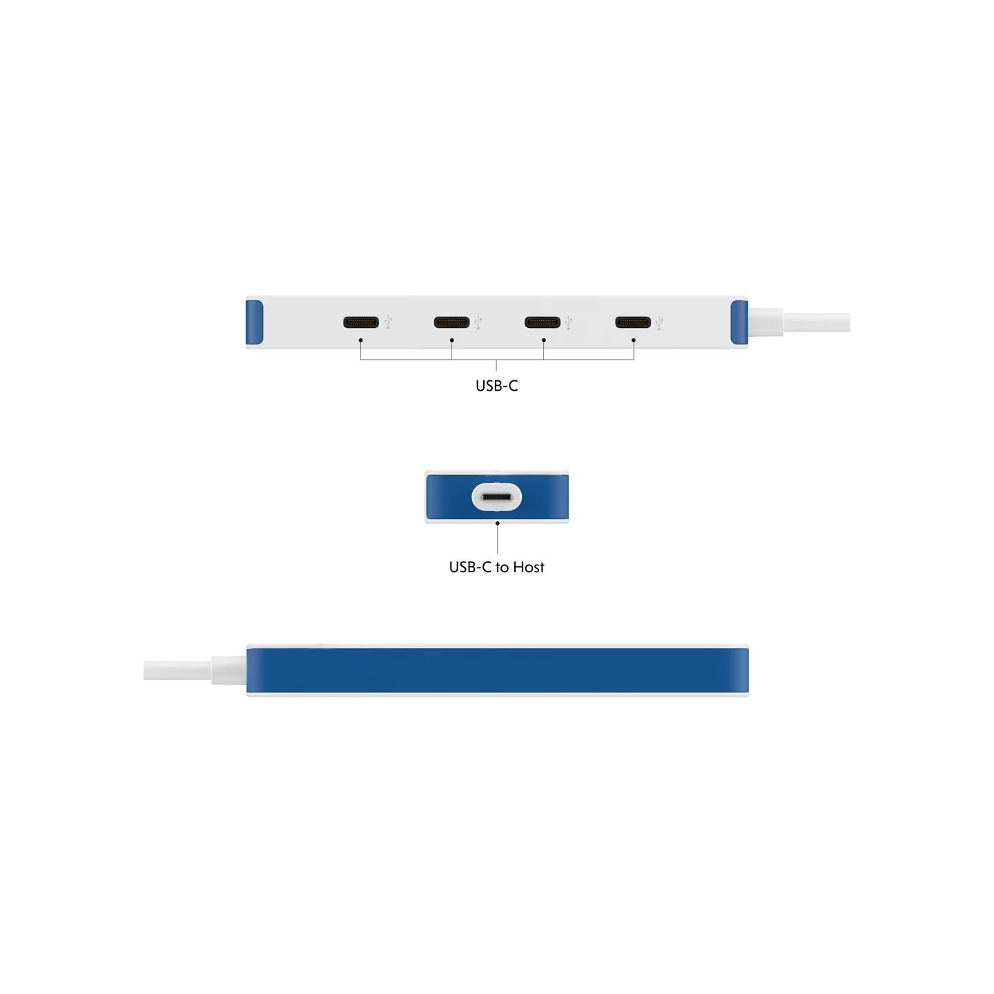 Hyper HyperDrive Flex 4 Port USB-C Hub, White/Blue | HD5201BUGL