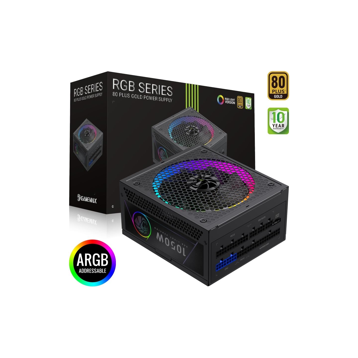 Gamemax PSU | RGB 1050G | 1050 W | Gold | Full Modular