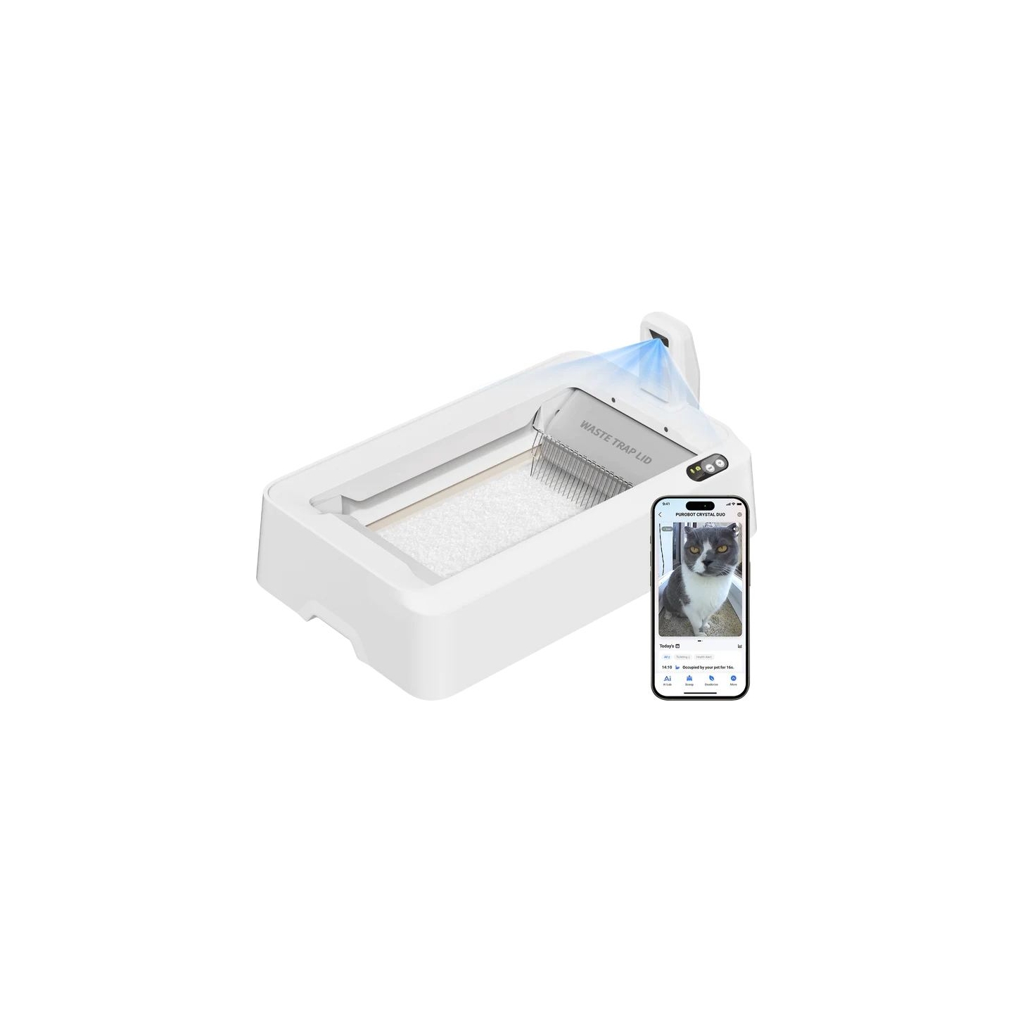 Petkit Purobot Crystal Duo with Camera Self-Cleaning Cat Litter Box | White