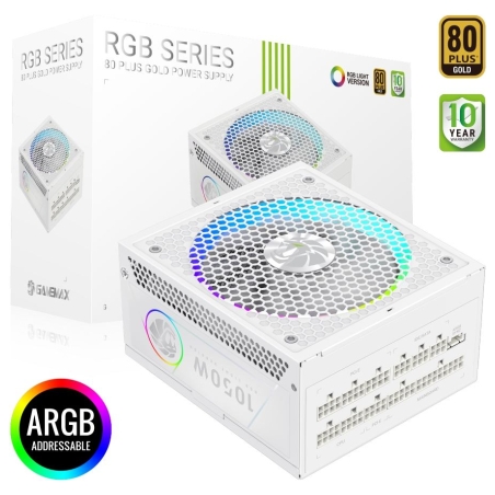 Gamemax PSU | RGB 1050G WH | 1050 W | Gold | White | Full Modular