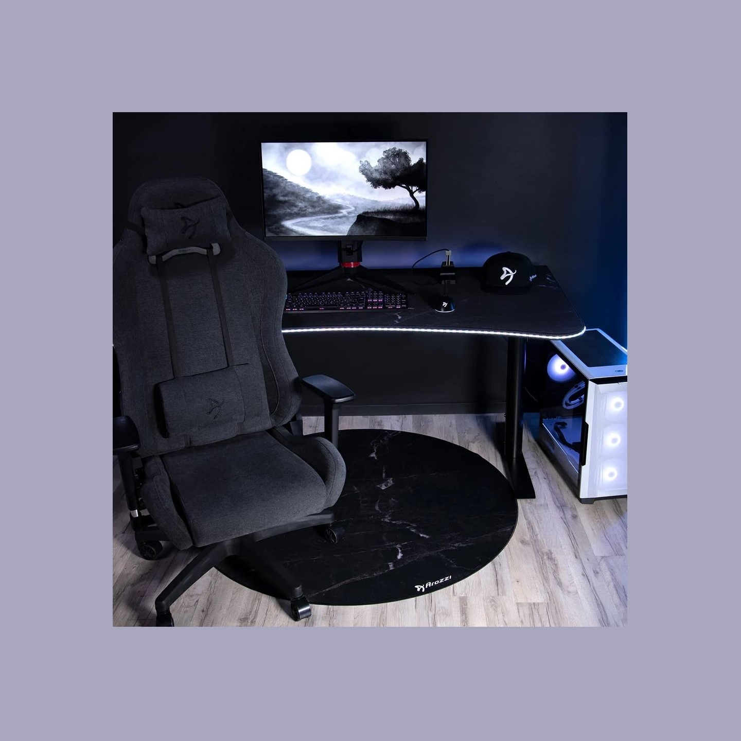 Arozzi Zona Round Floor Pad | Black Marble