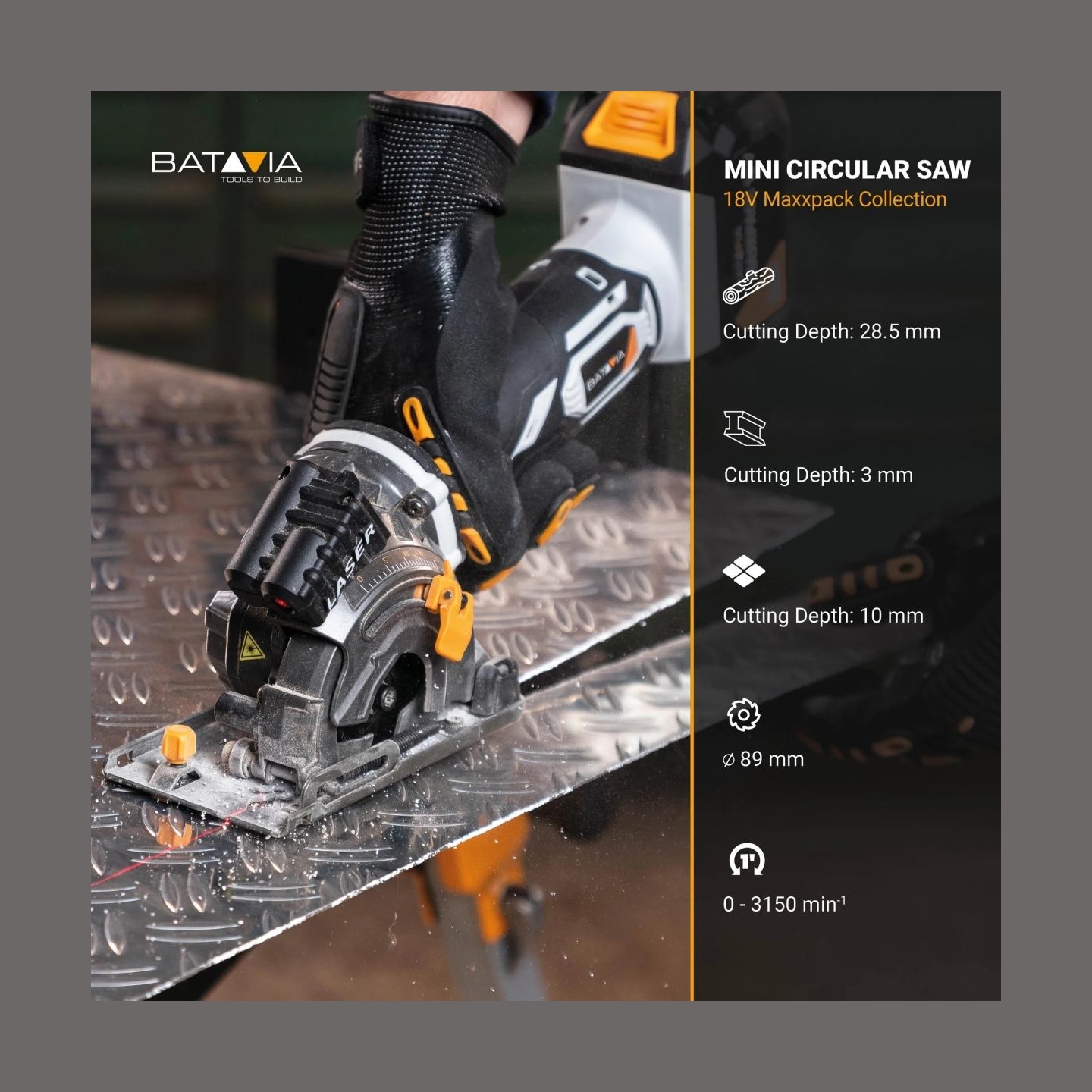 Batavia B.v. | 18V Cordless Mini Circular Saw 89mm, Without Battery and Charger