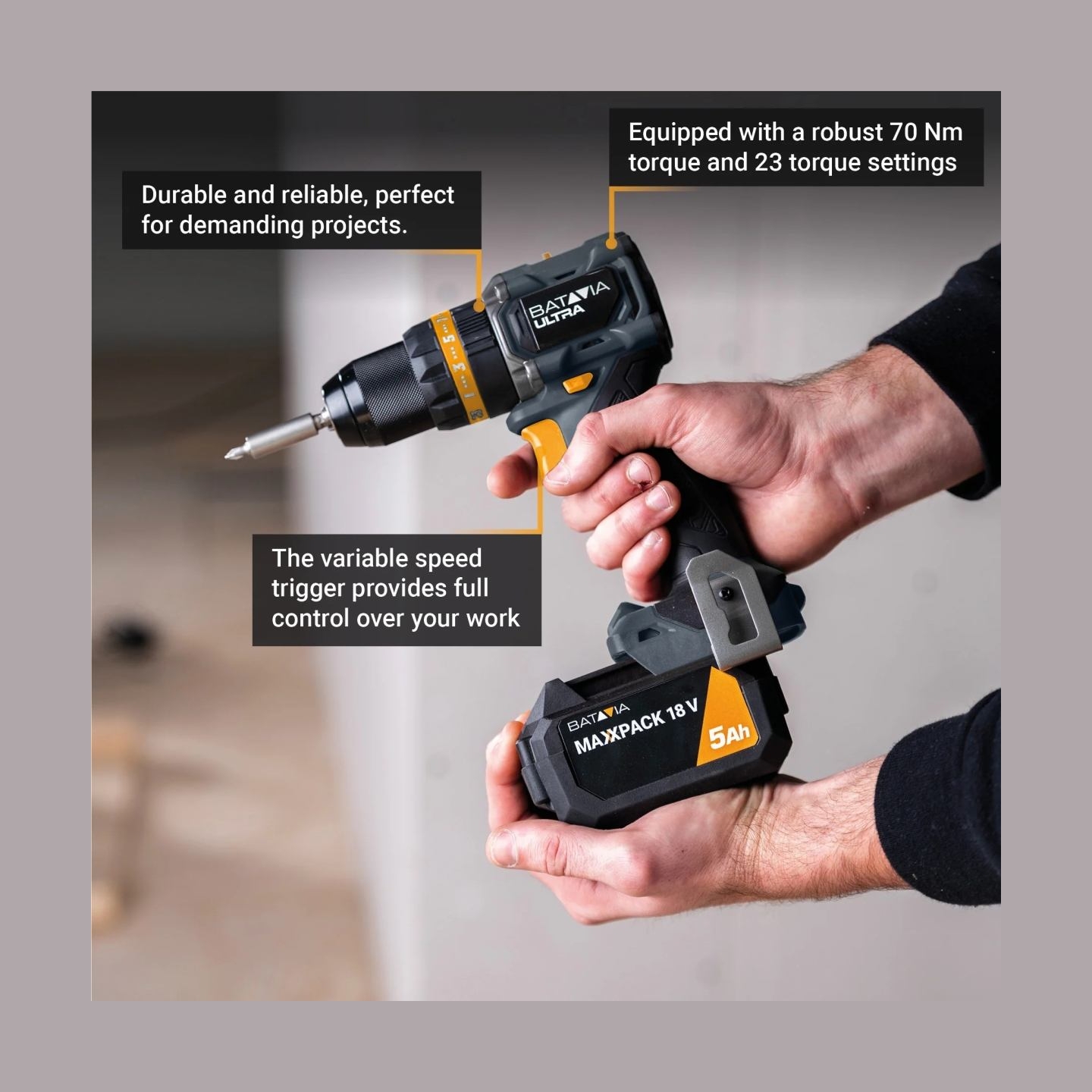 Batavia B.v. 18V Cordless Brushless Combi Drill 70 Nm, Without Battery and Charger