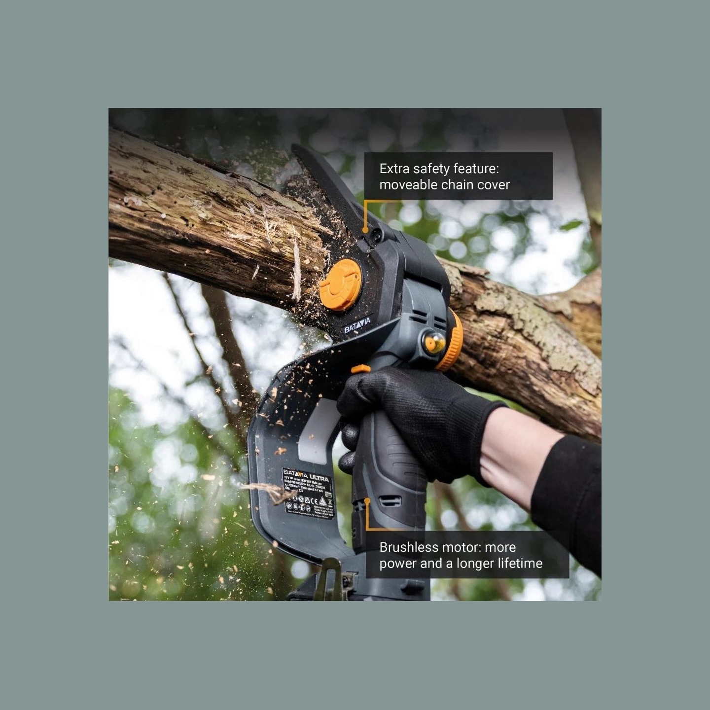 Batavia B.v. | 18V Nexxsaw Cordless Brushless One-Hand Chainsaw V3 Ultra, Without Battery and Charger | 17.78 cm | Chainsaw