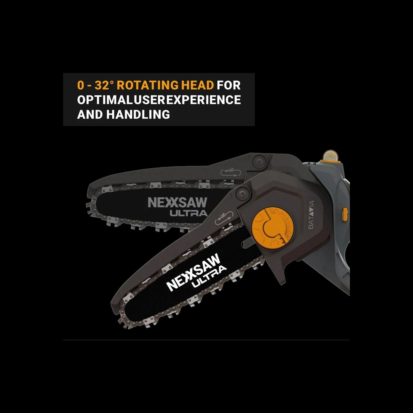 Batavia B.v. | 18V Nexxsaw Cordless Brushless One-Hand Chainsaw V3 Ultra, Without Battery and Charger | 17.78 cm | Chainsaw