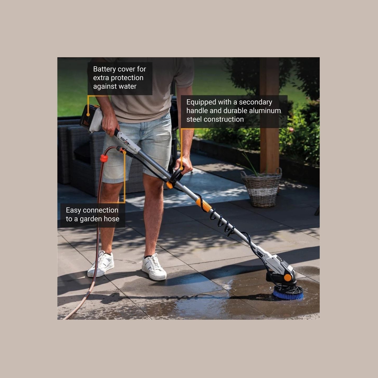 Batavia B.v. | 18V Twin Brush - Cordless Brushless Telescopic Power Scrubber, Without Battery and Charger | IPX7