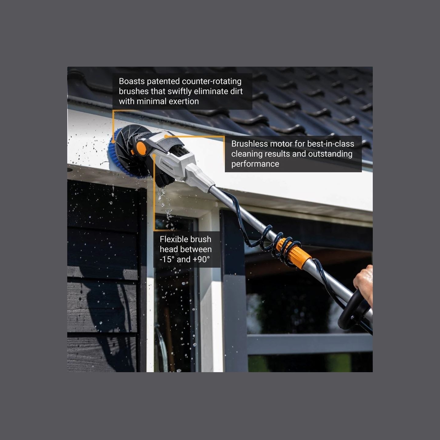 Batavia B.v. | 18V Twin Brush - Cordless Brushless Telescopic Power Scrubber, Without Battery and Charger | IPX7