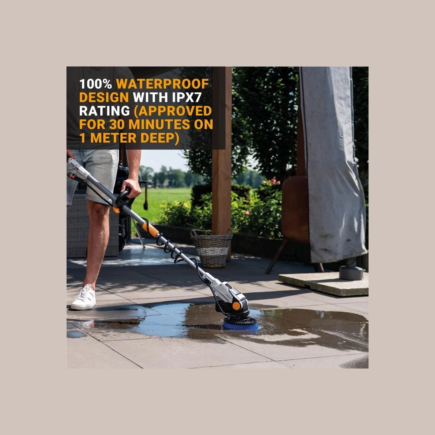 Batavia B.v. | 18V Twin Brush - Cordless Brushless Telescopic Power Scrubber, Without Battery and Charger | IPX7
