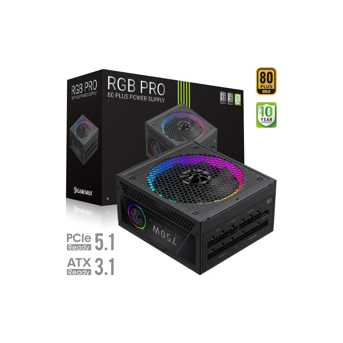 Gamemax PSU | RGB PRO 750G | 750 W | Gold | Full Modular