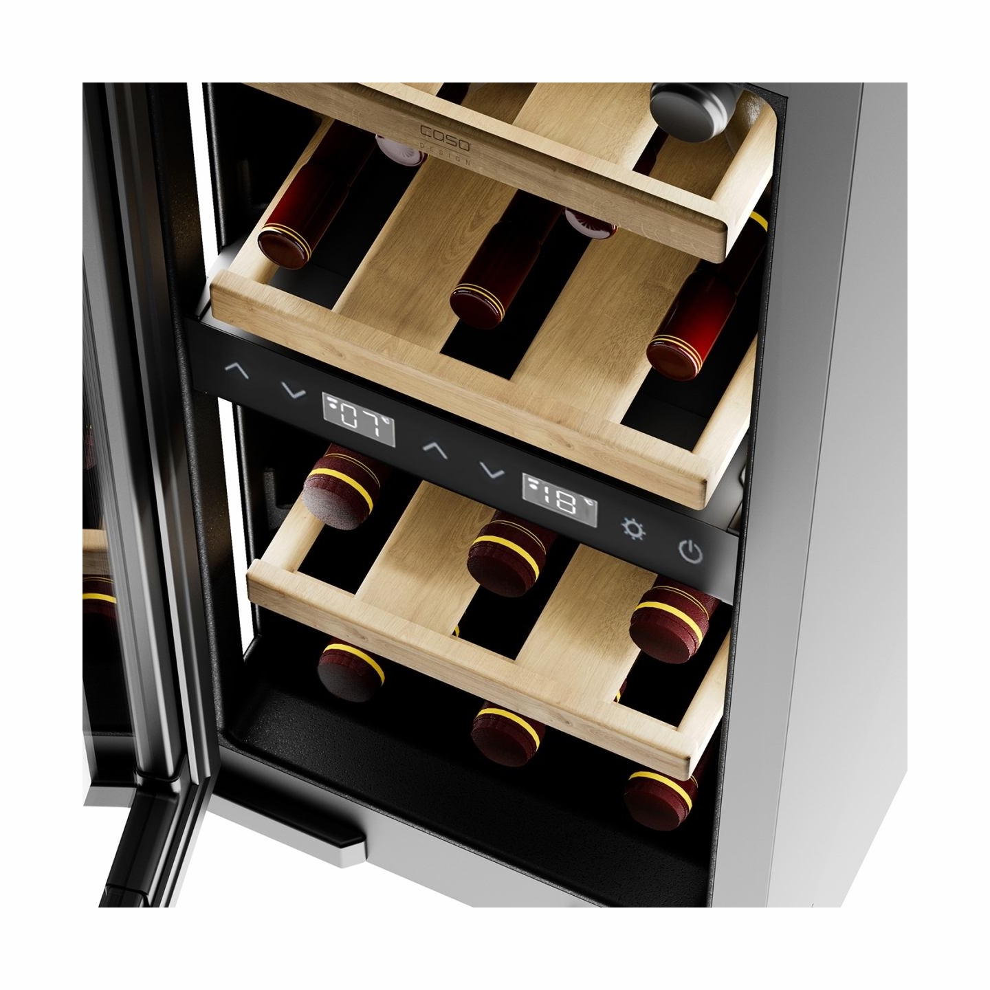 Caso Wine cooler | WineDeluxe WDU 18 | Energy efficiency class F | Built-in | Bottles capacity 18 | Black
