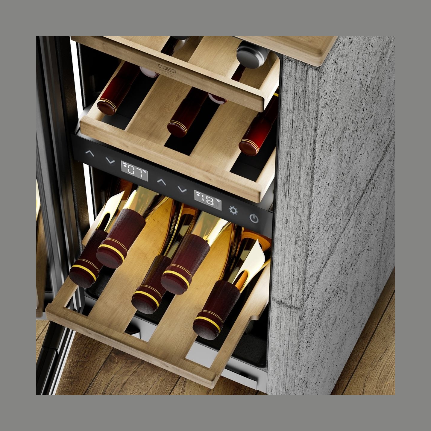 Caso Wine cooler | WineDeluxe WDU 18 | Energy efficiency class F | Built-in | Bottles capacity 18 | Black