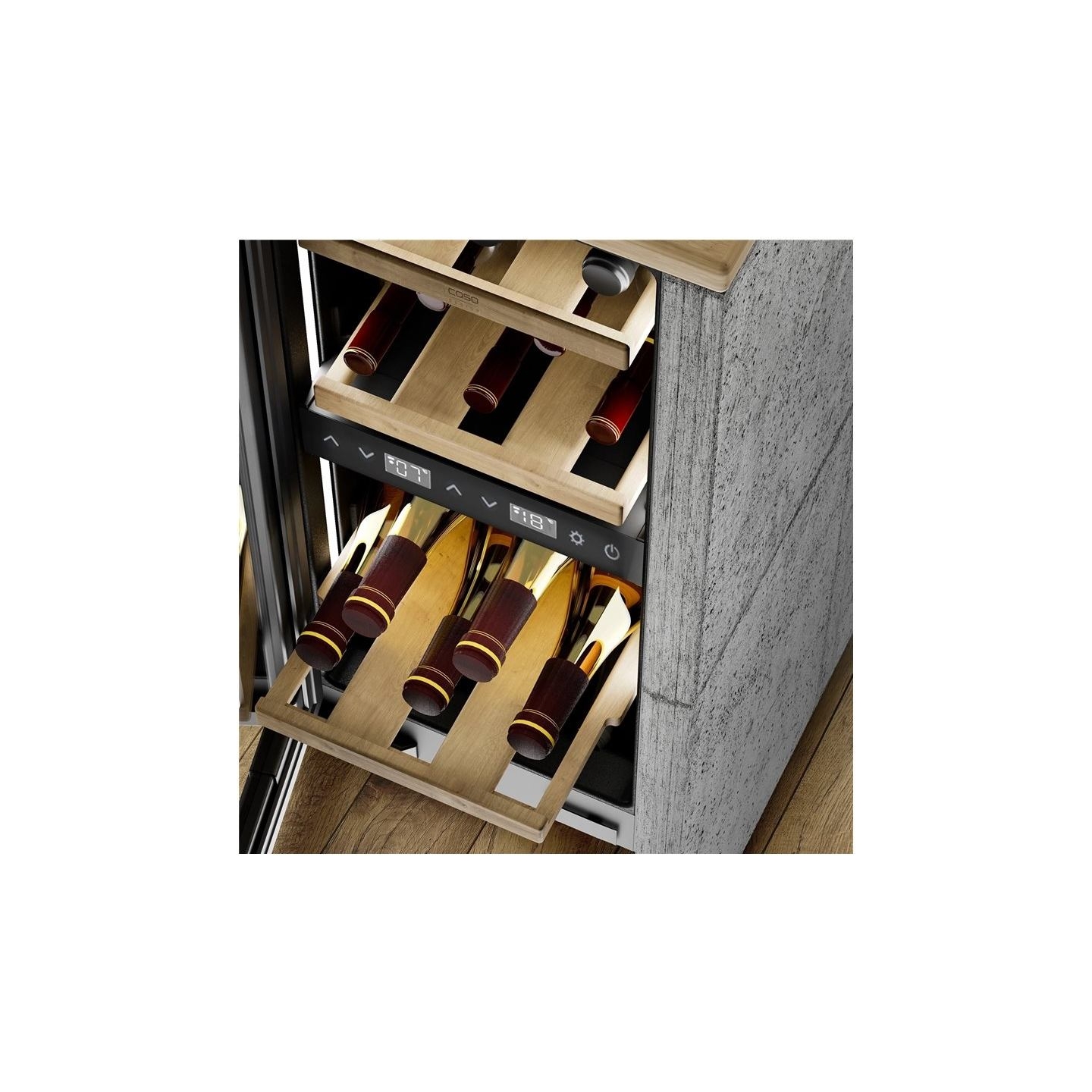 Caso Wine cooler | WineDeluxe WDU 18 | Energy efficiency class F | Built-in | Bottles capacity 18 | Black