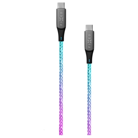 Fixed | Glowing Charging Cable USB-C/USB-C, PD support, Rainbow | FIXDLED-CC-RA