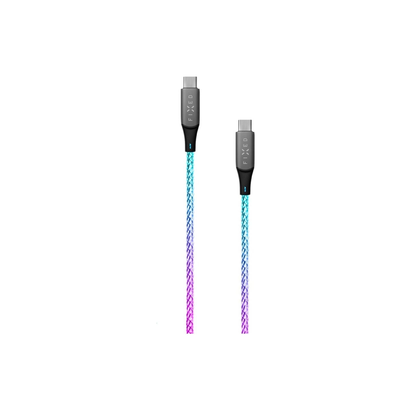 Fixed | Glowing Charging Cable USB-C/USB-C, PD support, Rainbow | FIXDLED-CC-RA