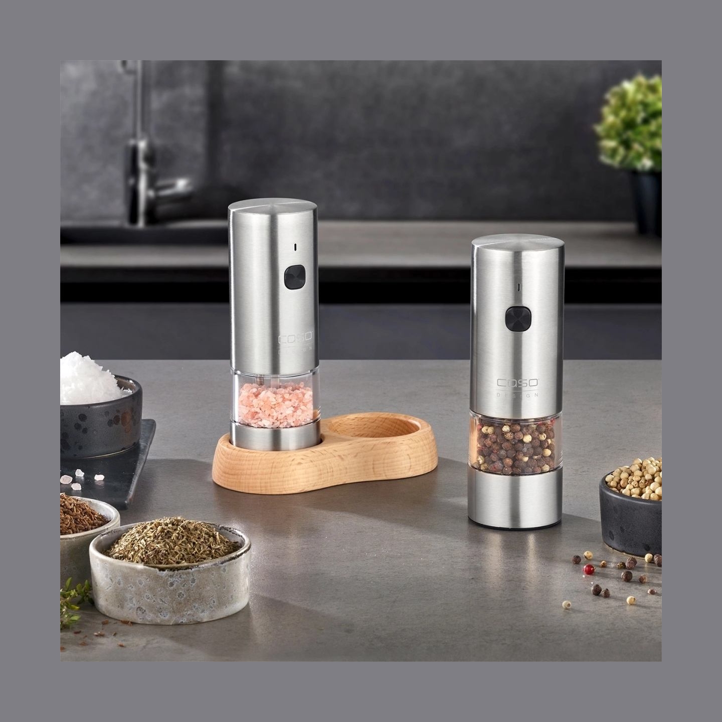 Caso Salt and Pepper Grinder | SpiceDuo | Electric | Housing material Stainless steel | Lithium