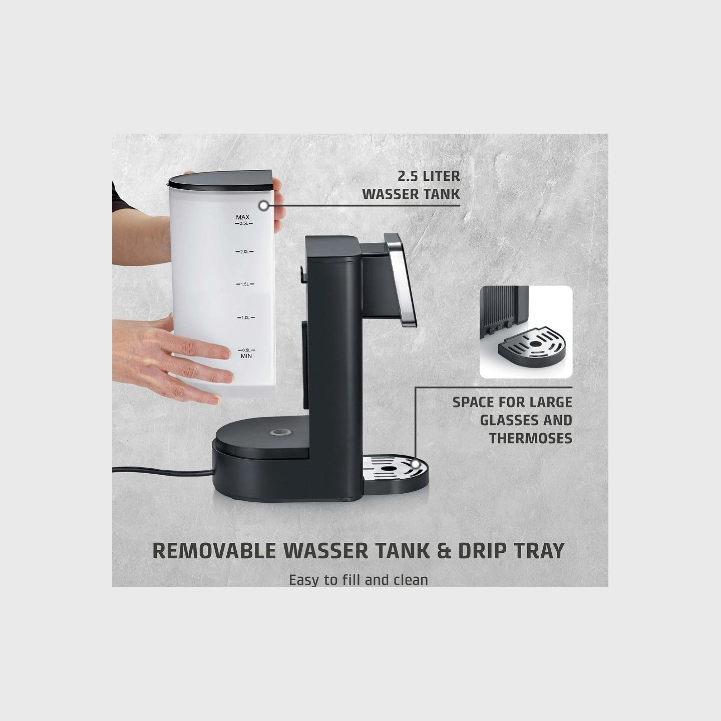 Caso Turbo Hot Water Dispenser | HW 616 | Water Dispenser | 2600 W | 2.5 L | Plastic/Stainless Steel | Black/Stainless Steel