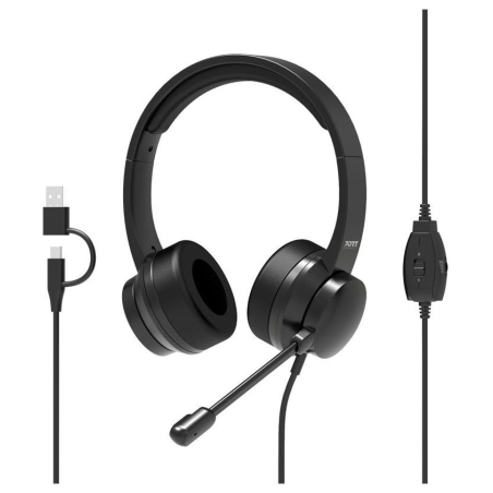 Port Connect | USB Comfortable Stereo Office Microphone Headset | Built-in microphone | Wired | Black