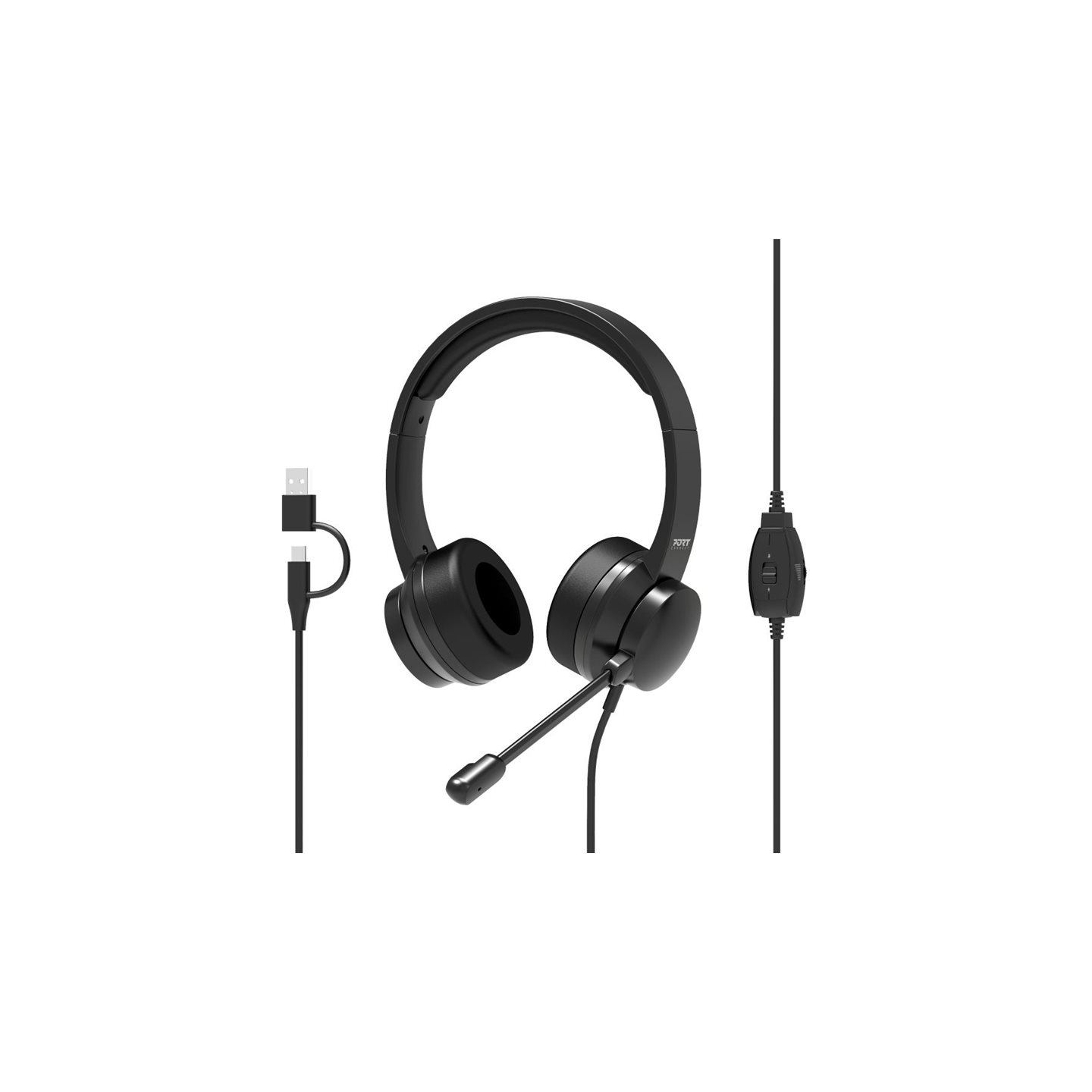 Port Connect | USB Comfortable Stereo Office Microphone Headset | Built-in microphone | Wired | Black