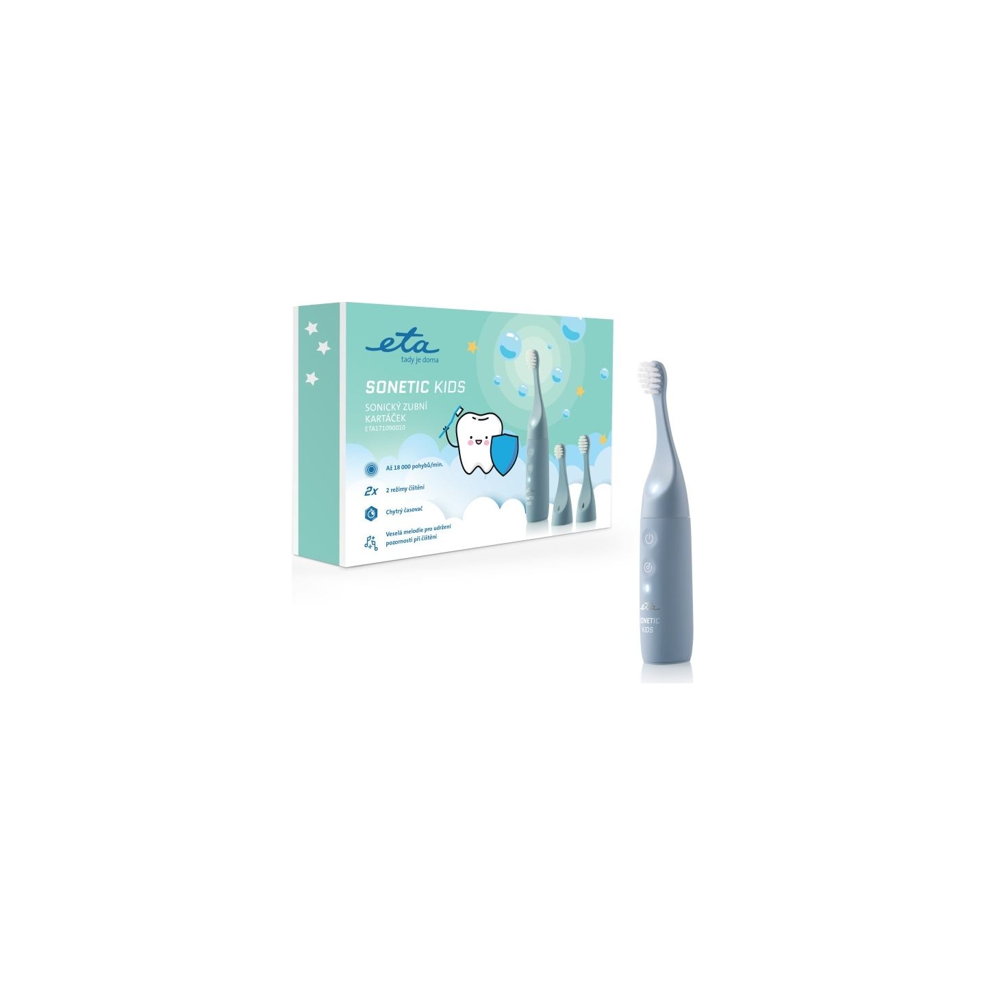 ETA Electric Toothbrush | ETA Sonetic Kids 171090010 | Rechargeable | For kids | Number of brush heads included 2 | Number of te