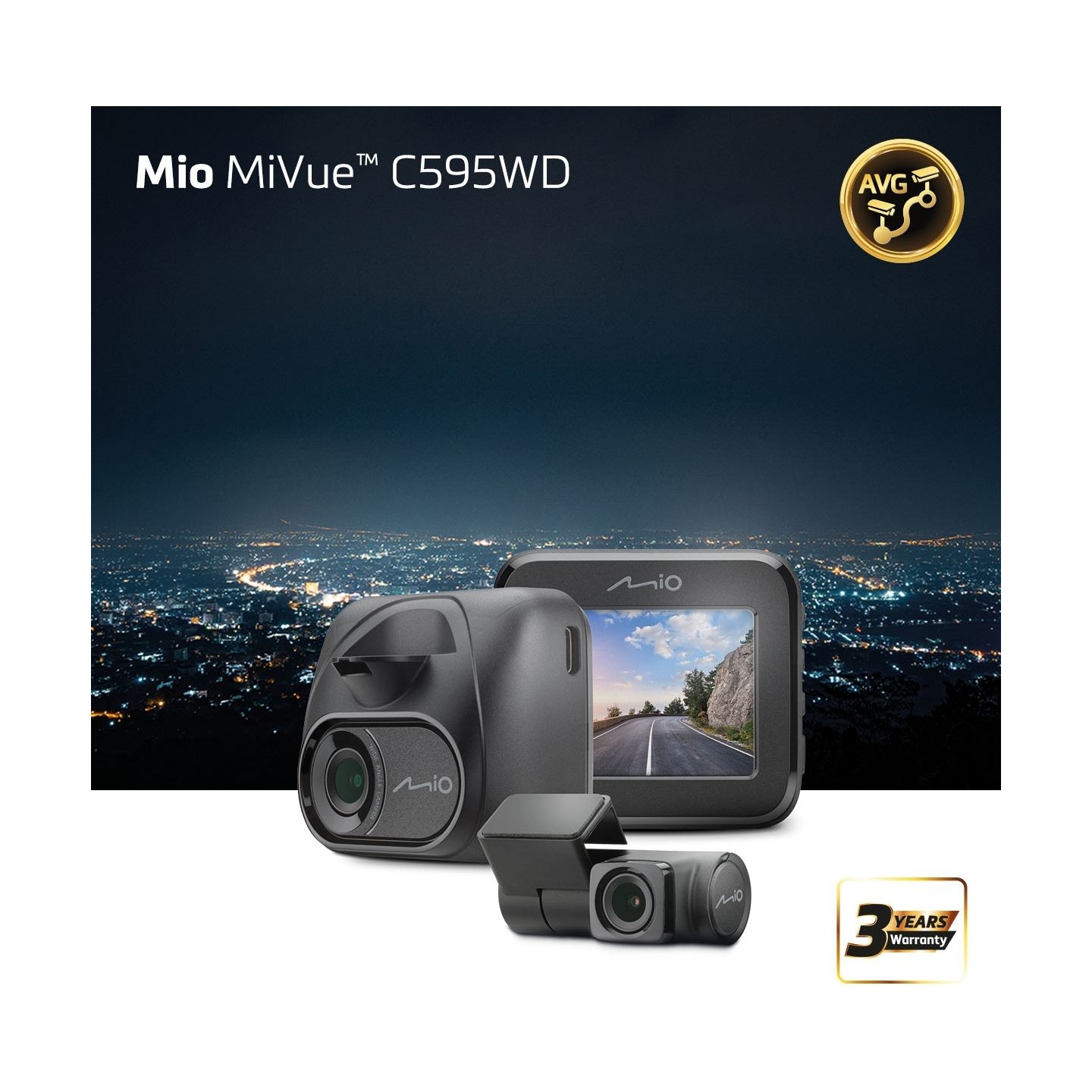 MIO MiVue C595WD (T30 rear cam), Full HD, STARVIS, Speedcam | GPS | Wi-Fi