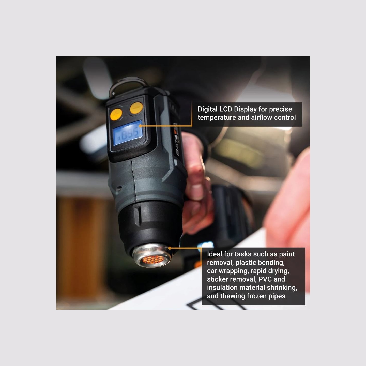 Batavia B.v. 18V Cordless Heat Gun with Digital LCD Display (battery and charger not included)
