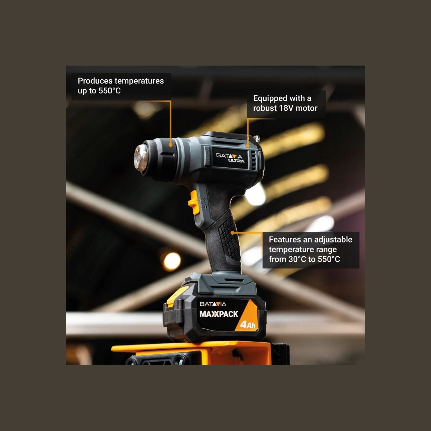 Batavia B.v. 18V Cordless Heat Gun with Digital LCD Display (battery and charger not included)