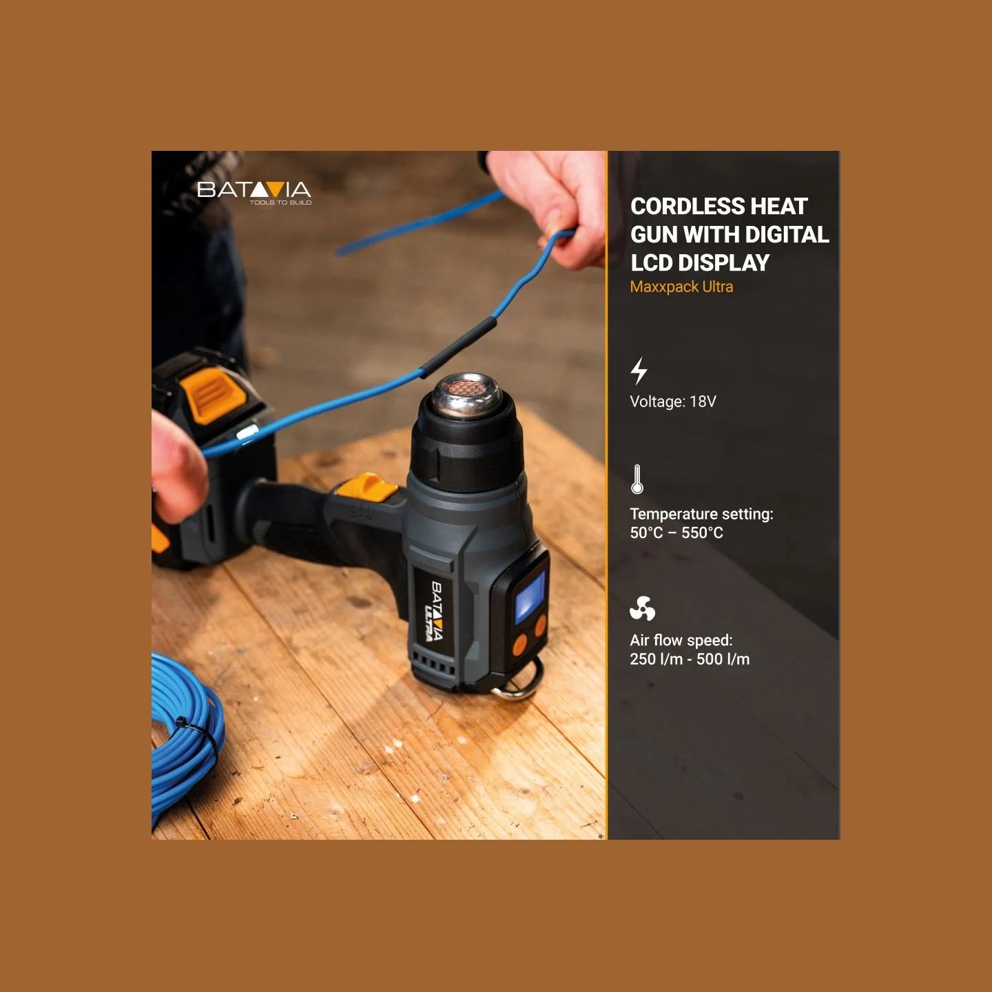 Batavia B.v. 18V Cordless Heat Gun with Digital LCD Display (battery and charger not included)