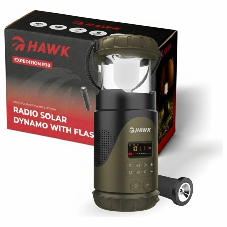 Hawk HWRDI430GN Radio Solar Dynamo With Flashlight