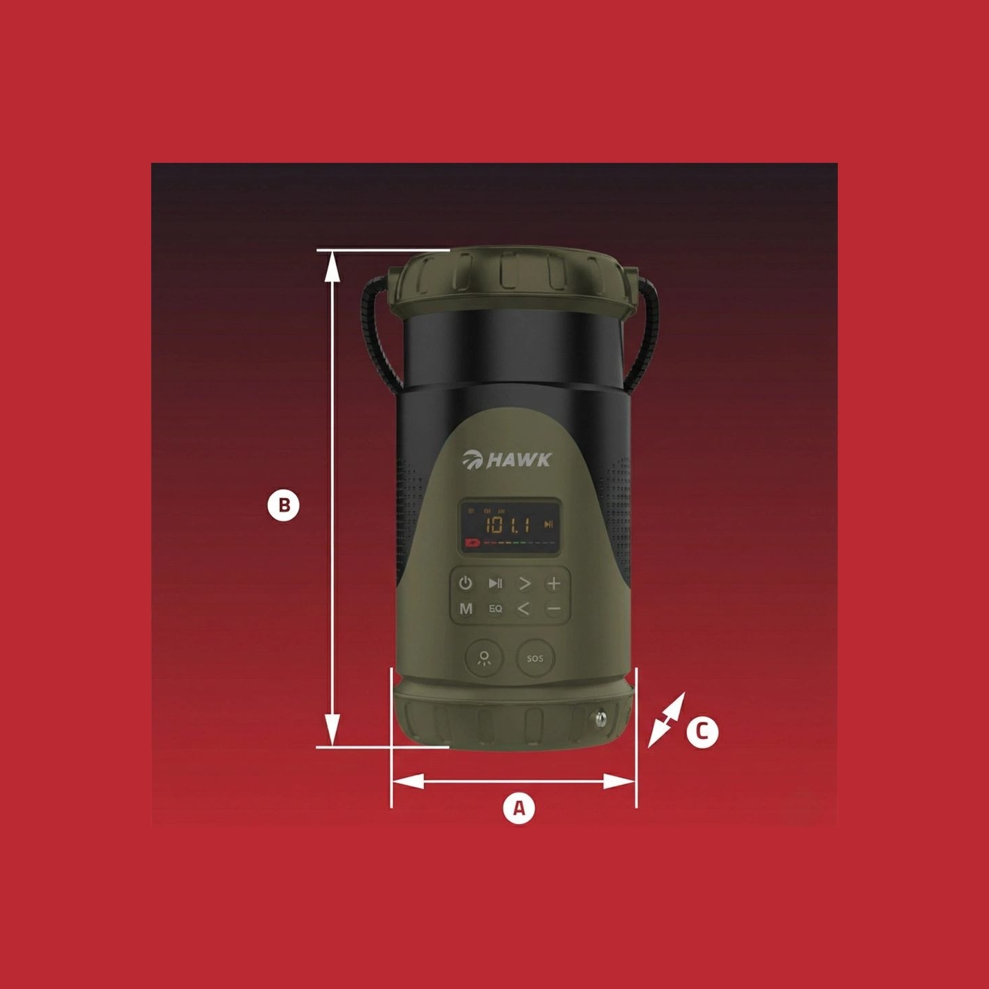 Hawk HWRDI430GN Radio Solar Dynamo With Flashlight