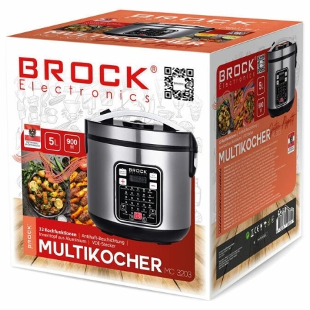 Brock MC 3203 Multicooker 5L 900W, Black/Steel