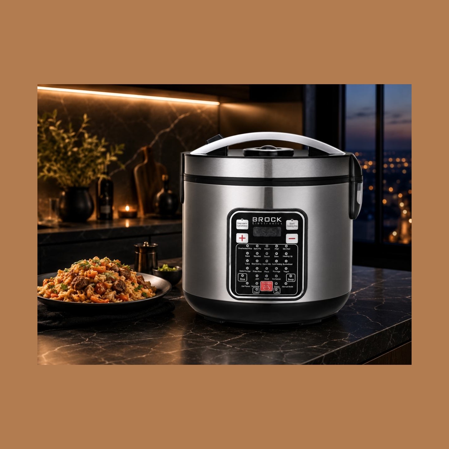 Brock MC 3203 Multicooker 5L 900W, Black/Steel