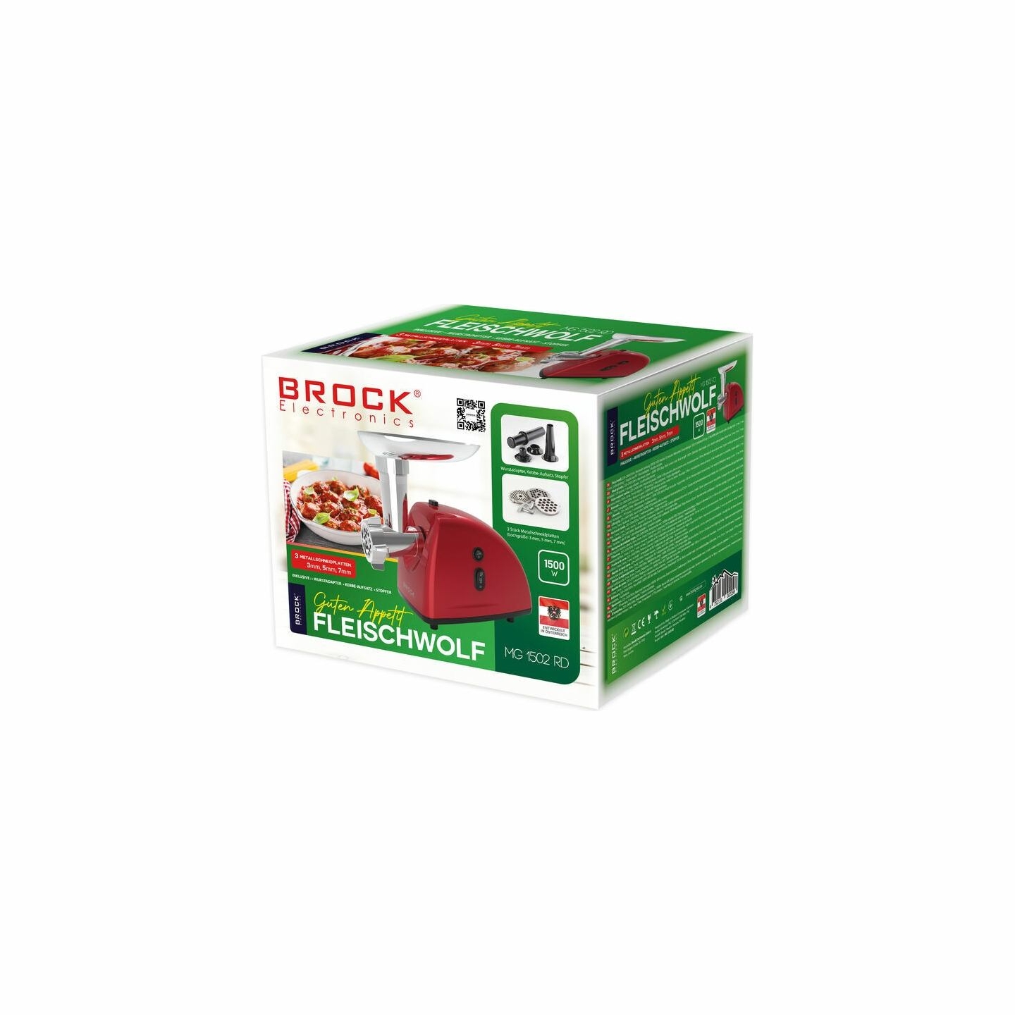 Brock MG 1502 RD Meat Grinder 1500W, Red/Steel