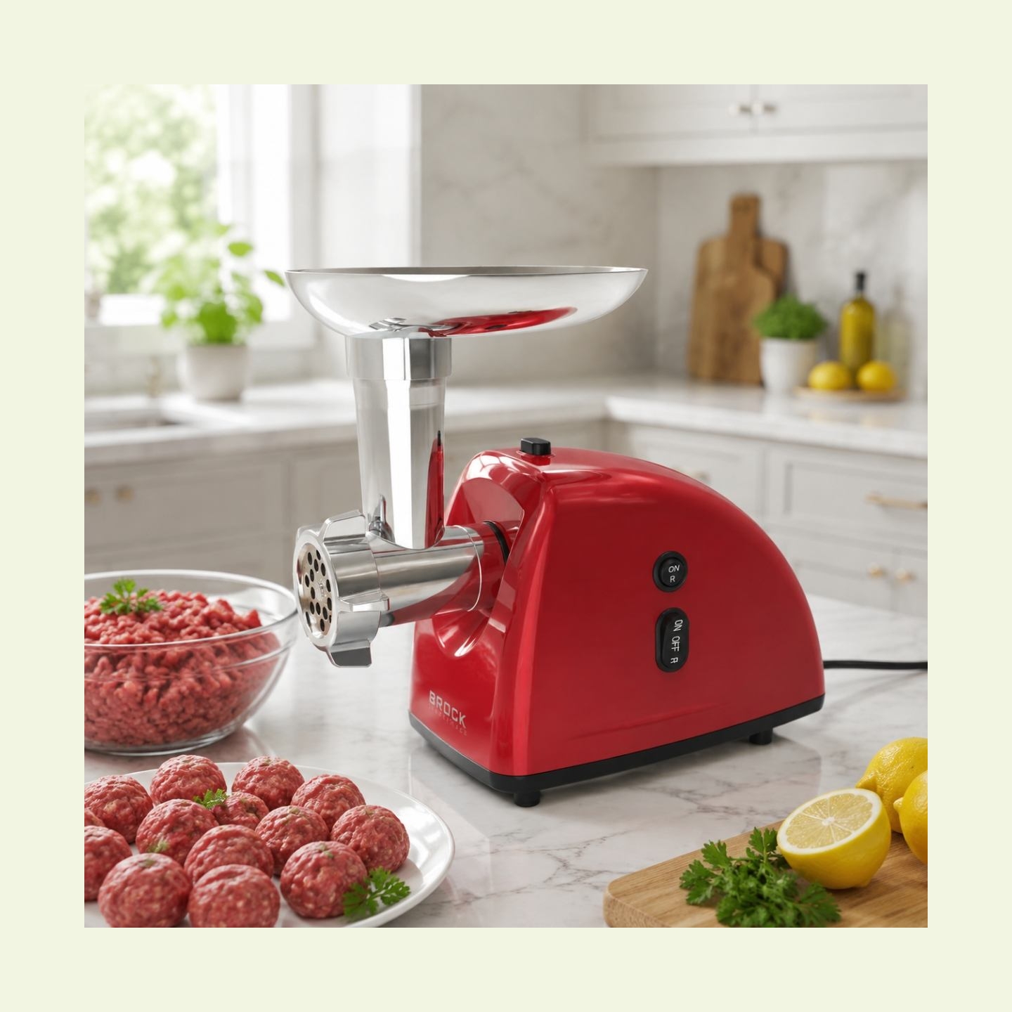 Brock MG 1502 RD Meat Grinder 1500W, Red/Steel