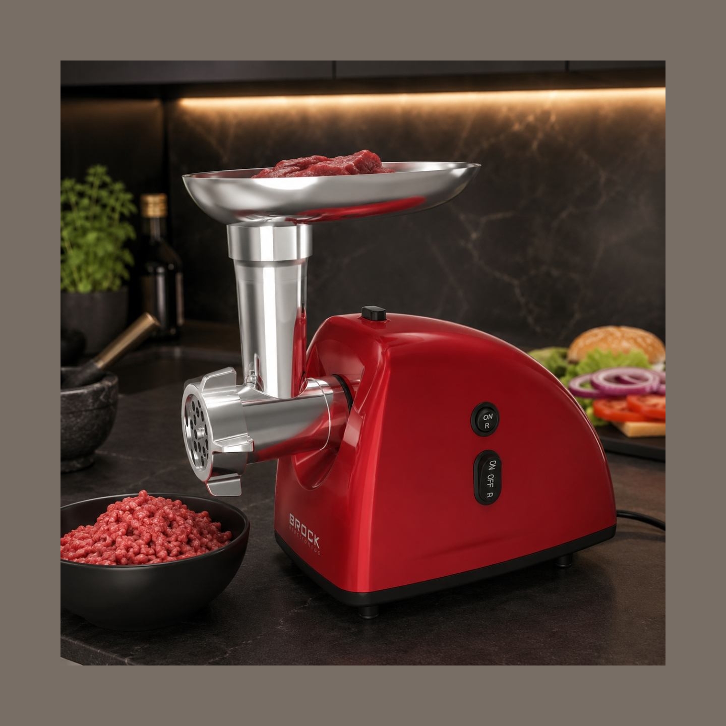 Brock MG 1502 RD Meat Grinder 1500W, Red/Steel