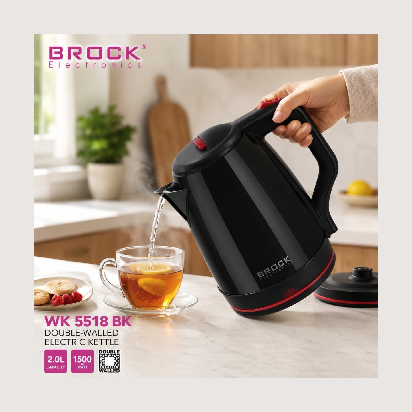 Brock WK 5518 BK Kettle With 360 Degree Base 2,0L 1500W Black
