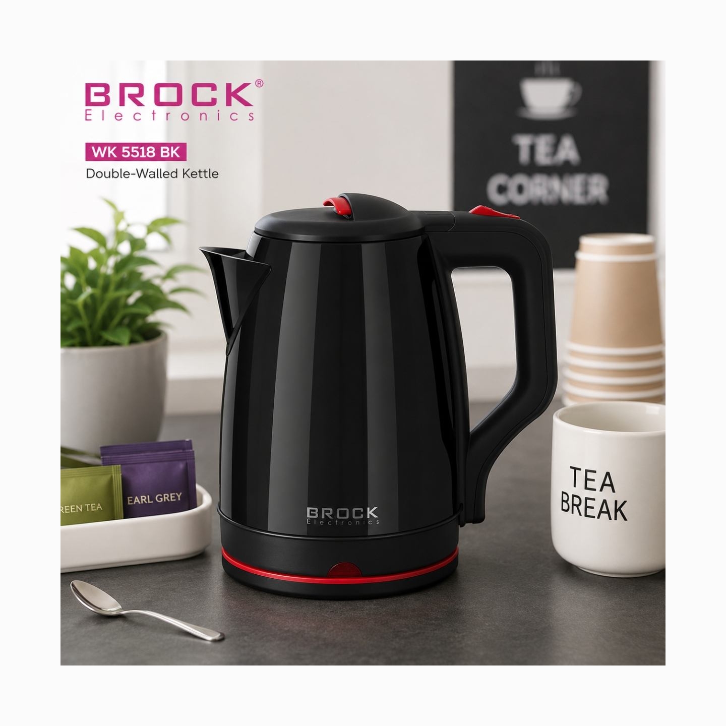 Brock WK 5518 BK Kettle With 360 Degree Base 2,0L 1500W Black
