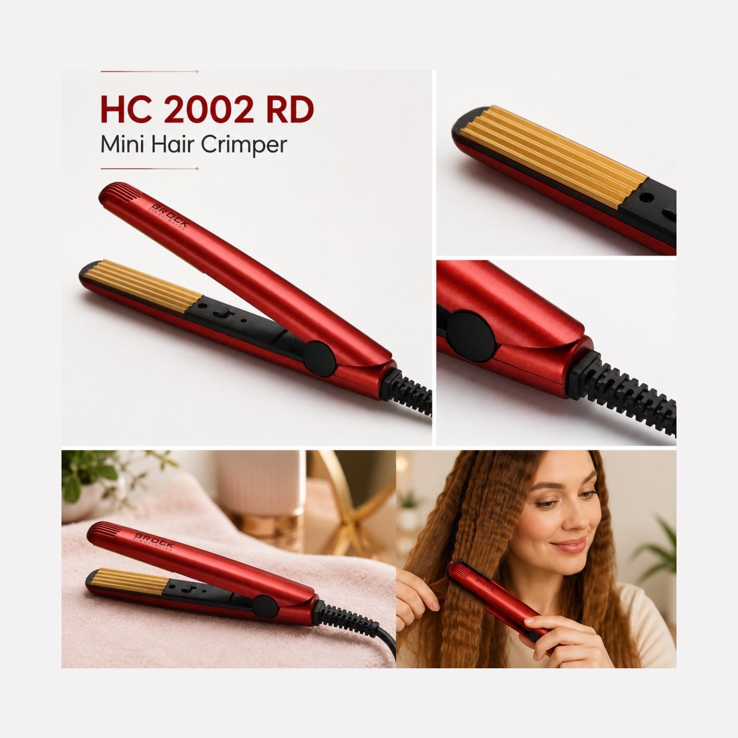 Brock HC 2002 RD Mini Hair Crimper 39W, Red