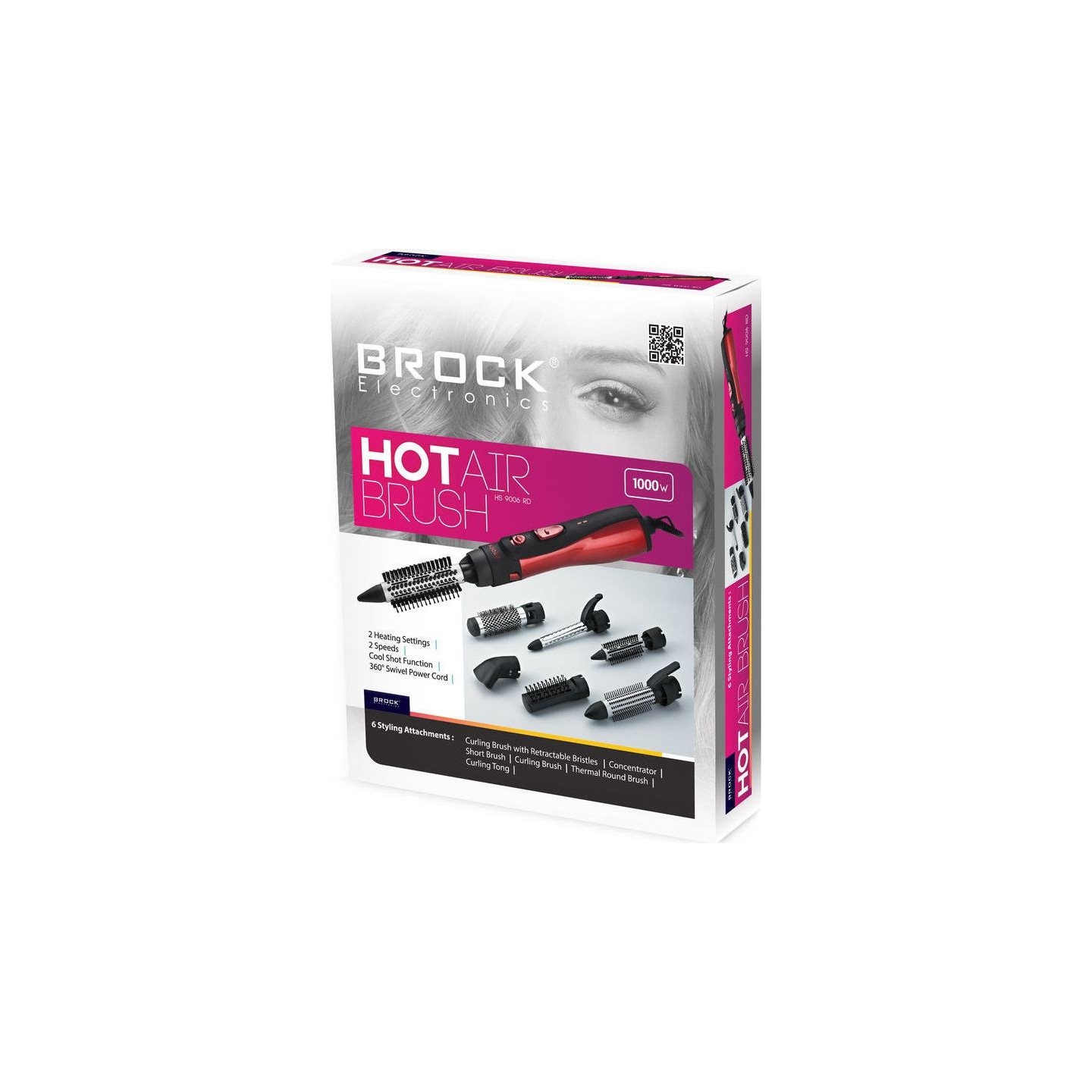 Brock HS 9006 RD Hot Air Brush Set With 6 Tips, Red