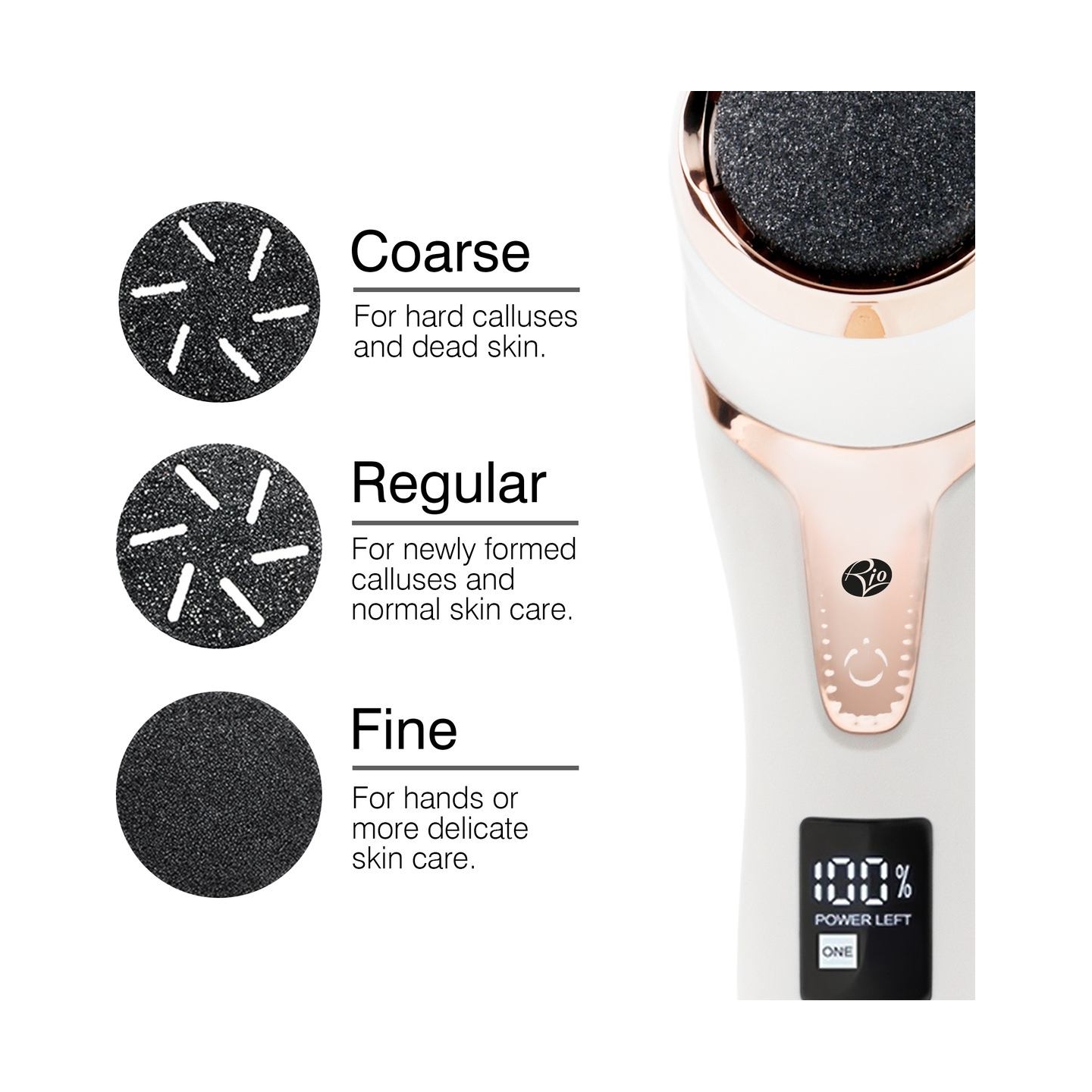 RIO PEDI5-EU/1.1 Go Smooth Electric Foot File With Vacuum Action, White