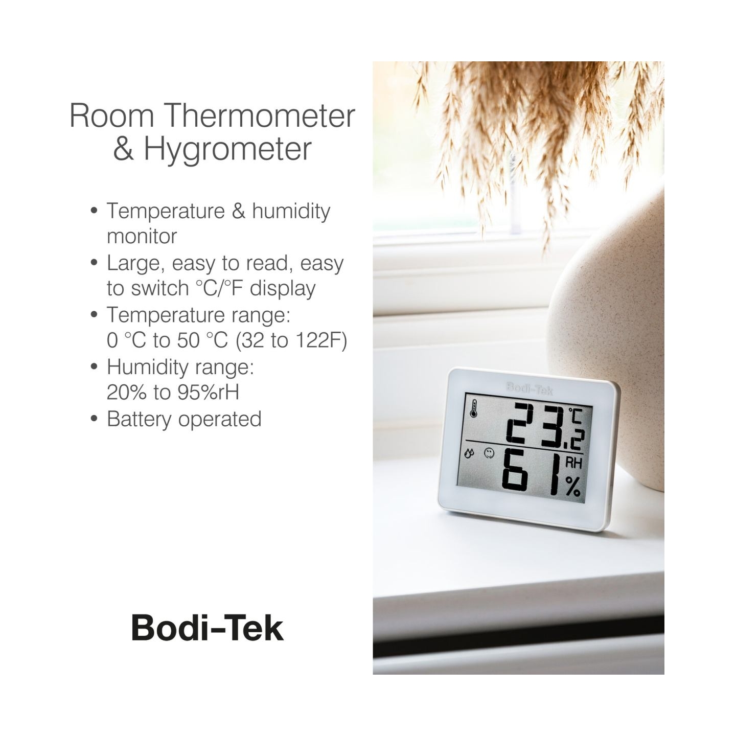 Bodi-Tek Room Thermometer And Hygrometer