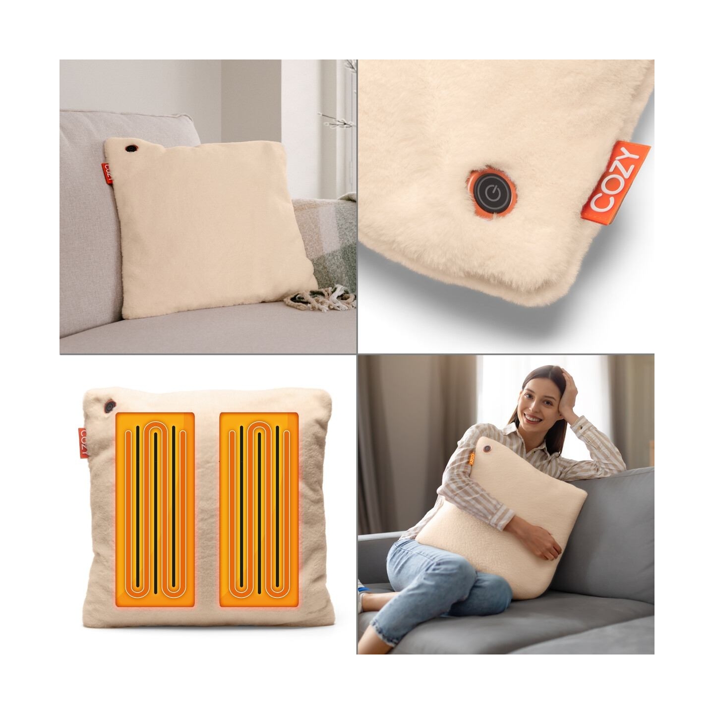 Bodi-Tek COZY Una Heated Comfort Cushion & Power Bank 10000 mAh, Beige
