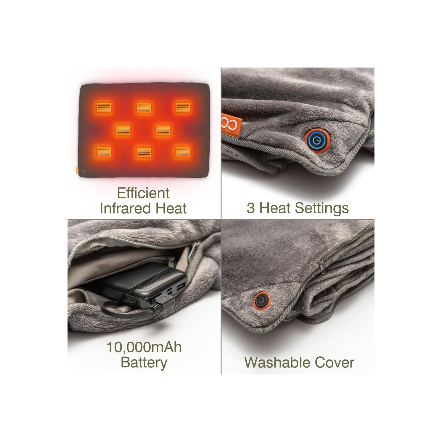 Bodi-Tek COZY Snuggle Blanket Heated Throw 130 x 160cm, Gray