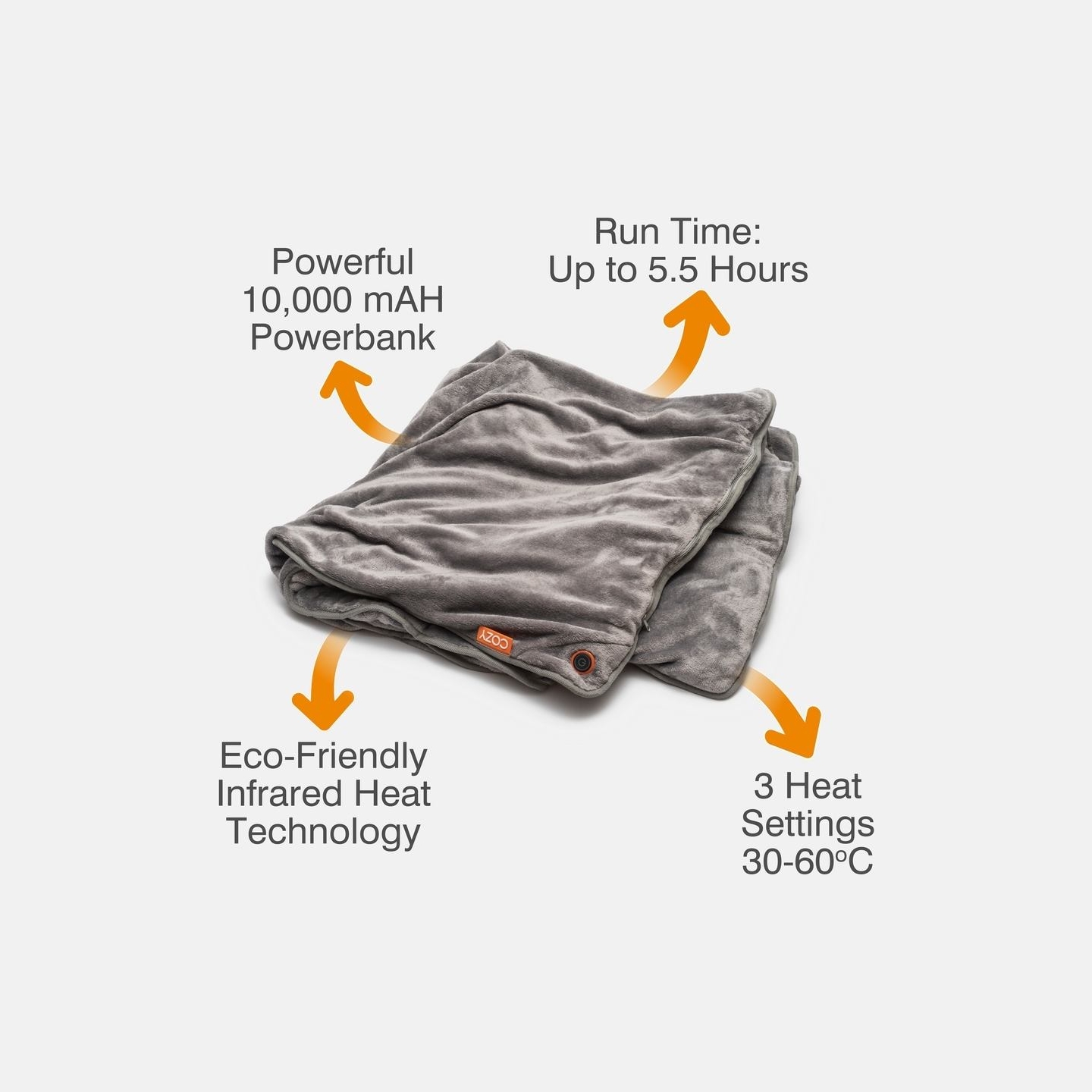 Bodi-Tek COZY Snuggle Blanket Heated Throw 130 x 160cm, Gray