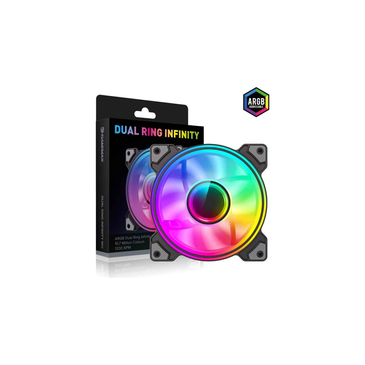 Gamemax Case Fan | DUAL RING INFINITY BK | Black