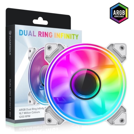 Gamemax Case Fan | DUAL RING INFINITY WH | White