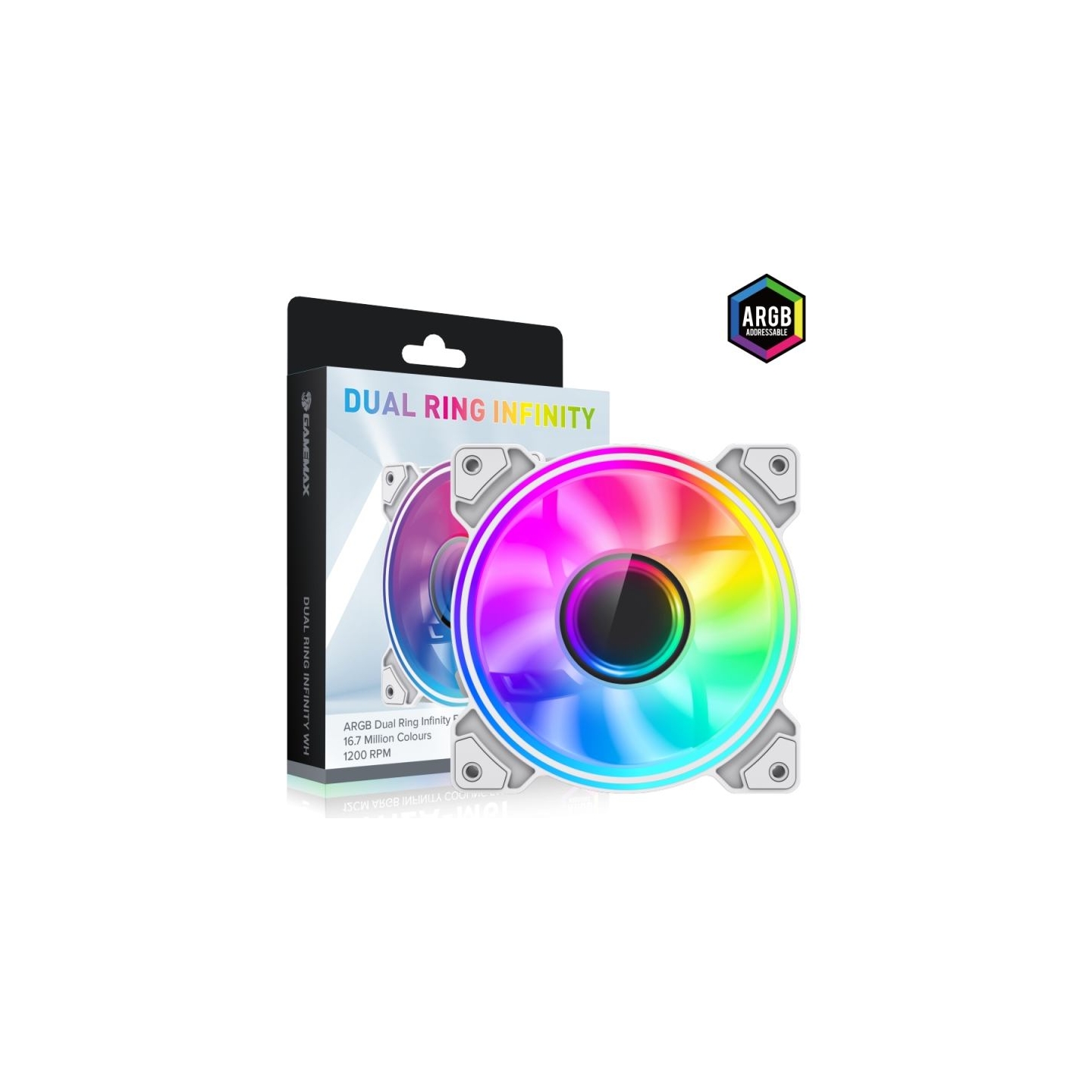 Gamemax Case Fan | DUAL RING INFINITY WH | White