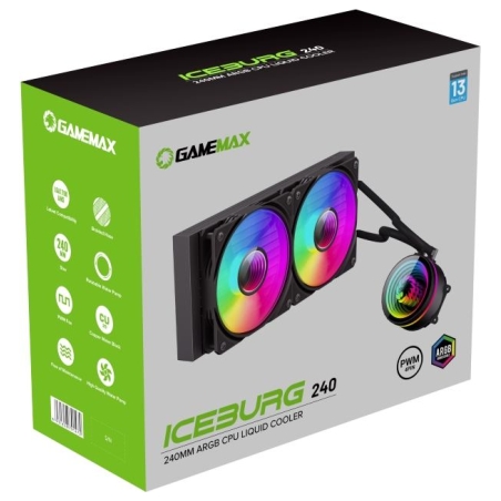 Gamemax CPU Liquid Cooler | ICEBURG 240 INFINITY | Black